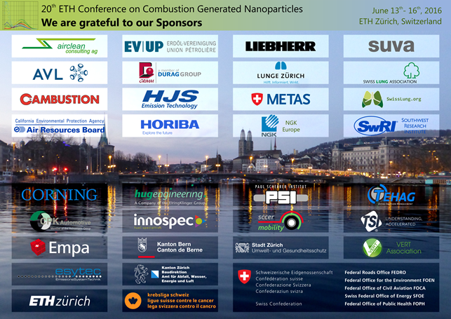 We are grateful to our Sponsors, 20th ETH-Conference on Combustion Generated Nanoparticles